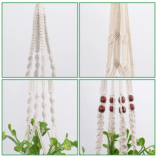 Gardening Green Plant Hanging Basket Cotton Rope Hanger Flower Pot