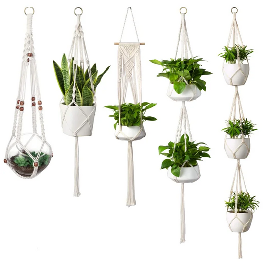 Macrame Plant Hanger - Bohemian Hanging Basket for Balcony