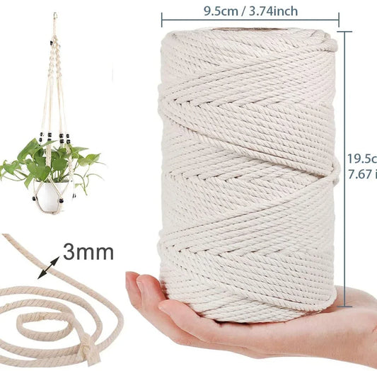 Macrame Cord Natural Cotton - 1-10mm Twisted String for DIY Crafts