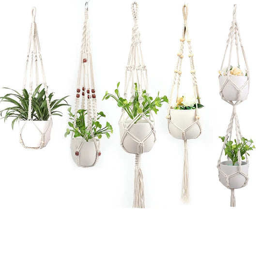 Gardening Green Plant Hanging Basket Cotton Rope Hanger Flower Pot