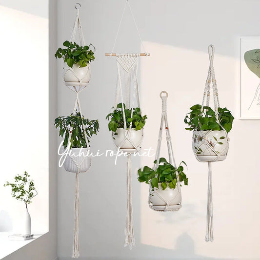 Macrame Plant Hanger - Bohemian Hanging Basket for Balcony