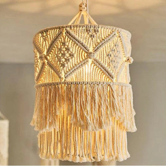 Macrame Lampshade - Handmade Boho Chandelier Light Cover