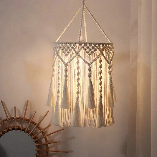 Macrame Lampshade - Handmade Boho Chandelier Light Cover