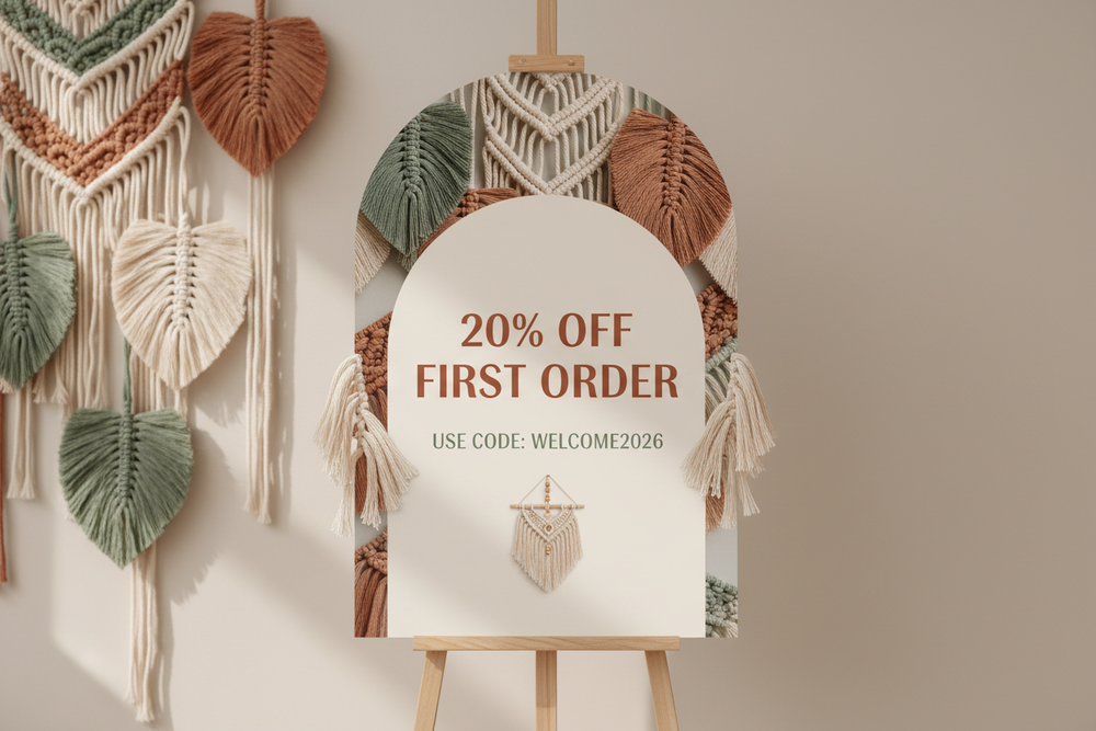Boho Macrame Welcome Banner 2026